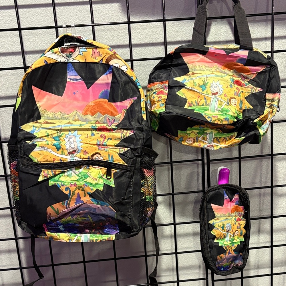 Rick and Morty 3-piece backpack set